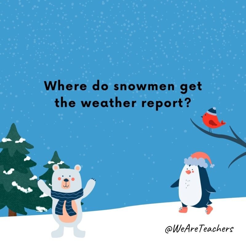 Where do snowmen get the weather report?- winter jokes