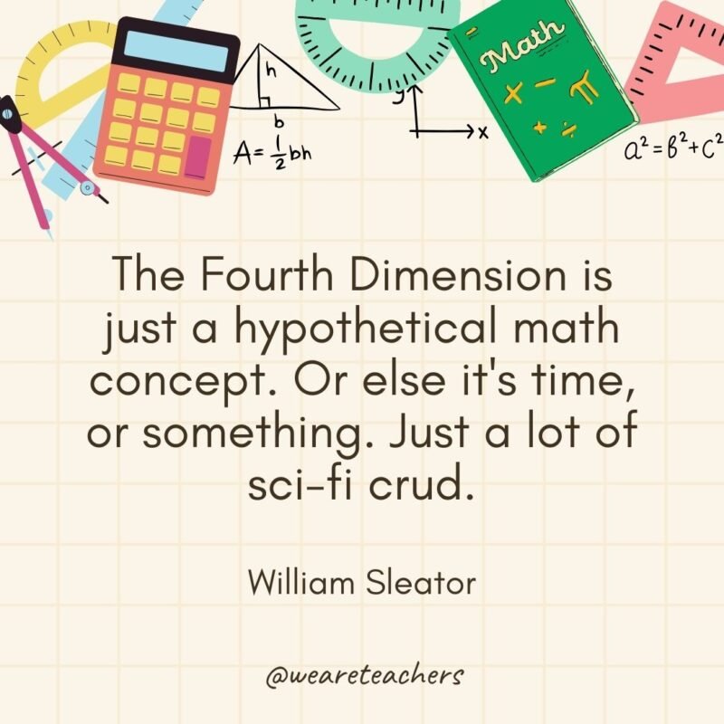 The Fourth Dimension is just a hypothetical math concept. Or else it's time, or something. Just a lot of sci-fi crud. — William Sleator- math quotes