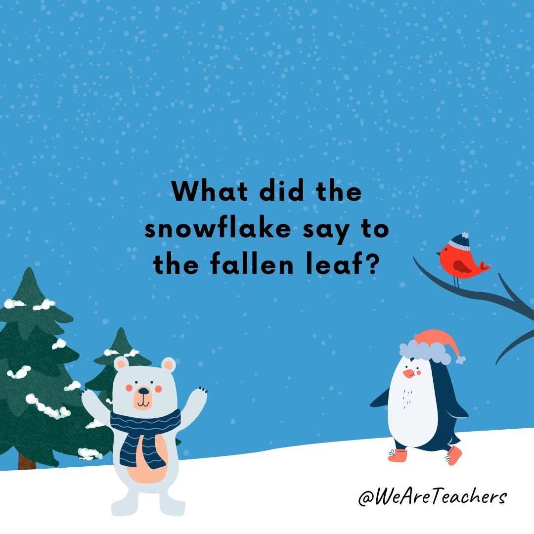 What did the snowflake say to the fallen leaf?

