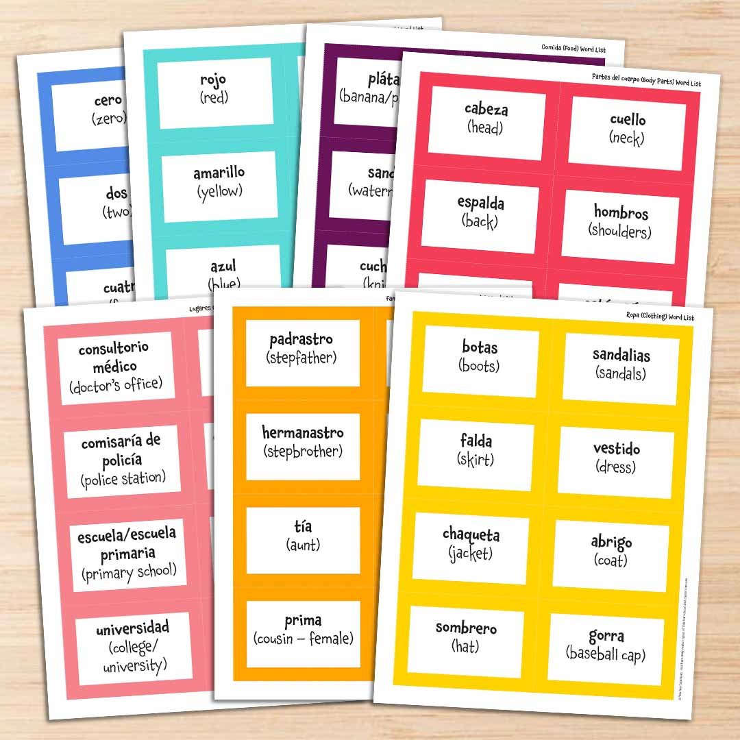 Spanish Word List 3 Get your free French Vocabulary Printables now!