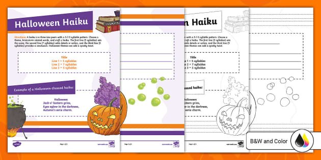 twinkle Halloween printables haiku templates