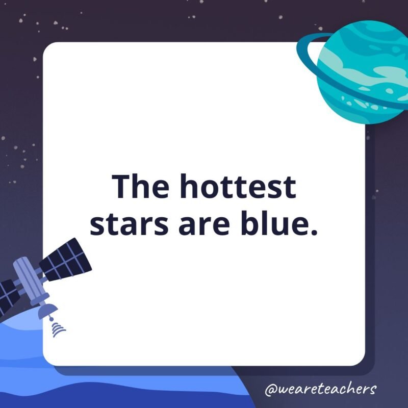 The hottest stars are blue.- facts about space
