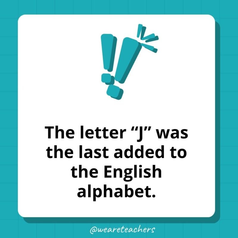 The letter “J” was the last added to the English alphabet. 