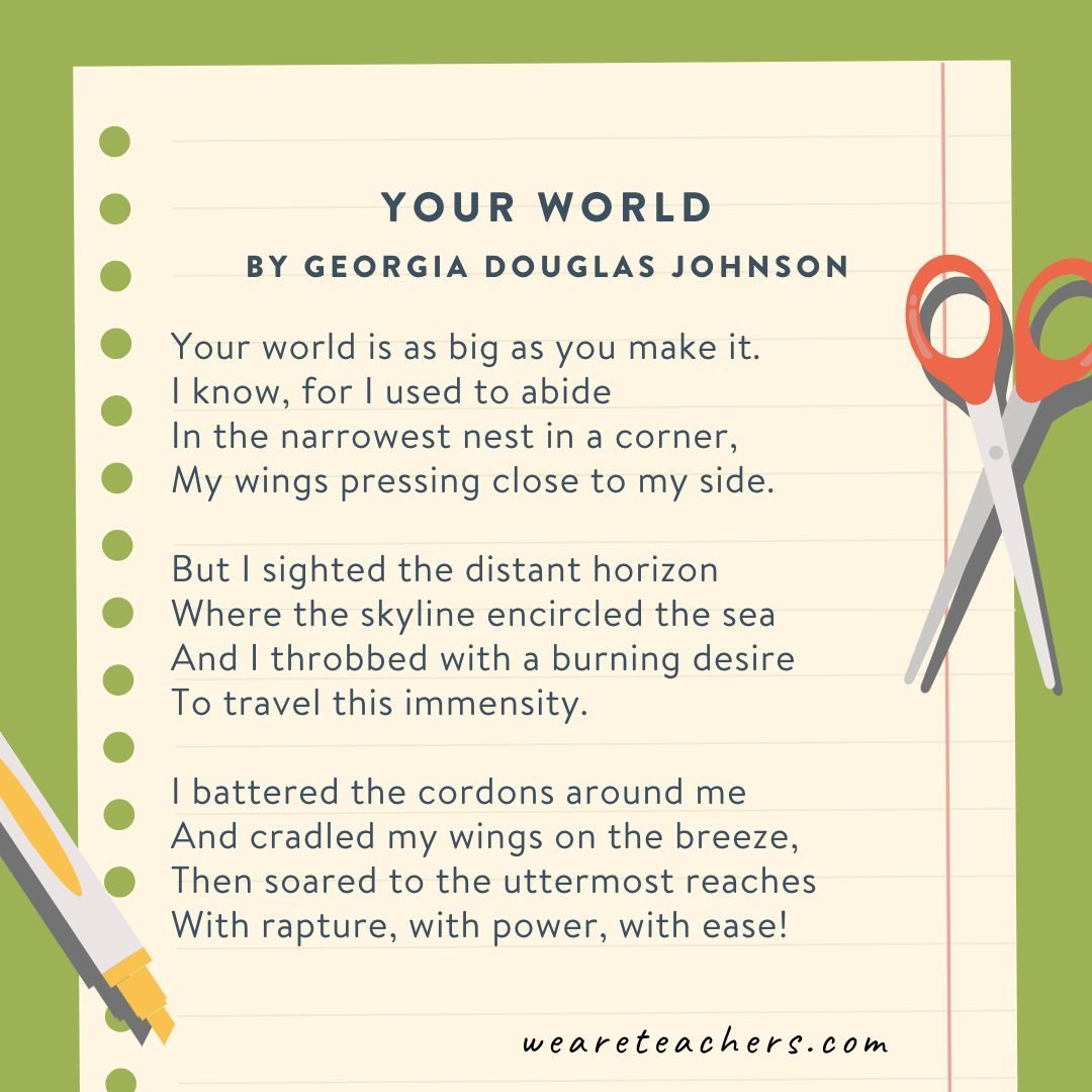 Your World by Georgina Douglas Johnson an example of poems for 3rd graders