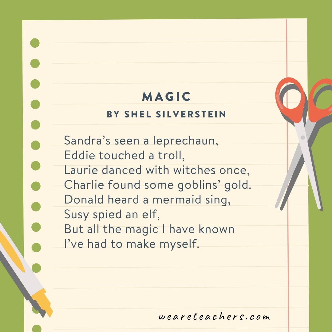 Magic by Shel Silverstein an example of poems for 3rd graders