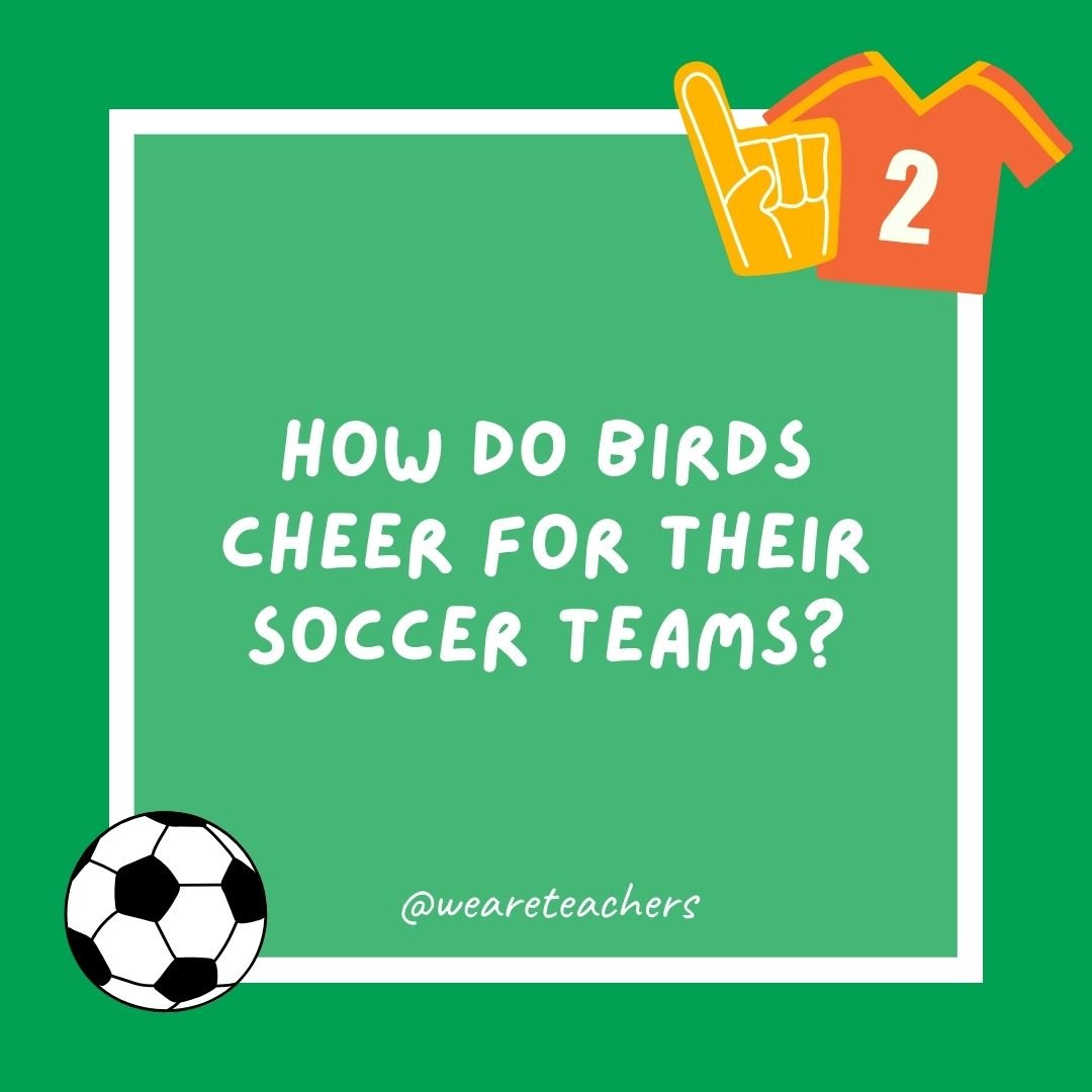 How do birds cheer for their soccer teams?
