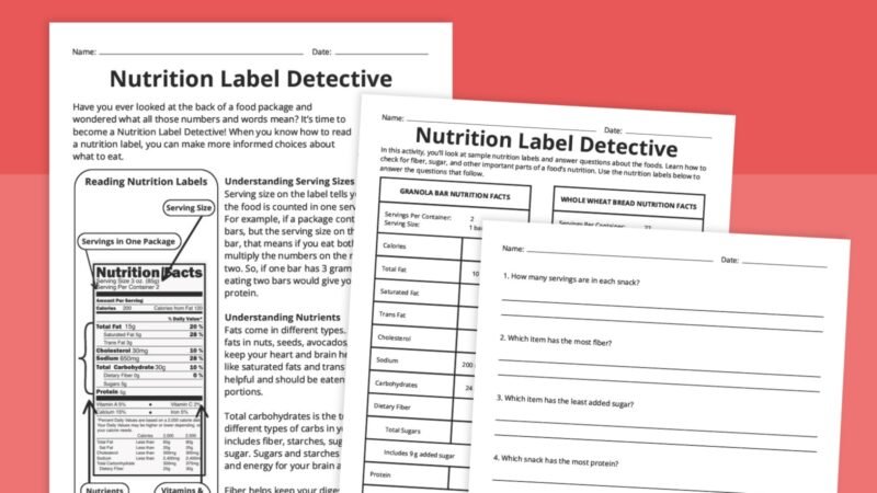 Nutrition Detective Worksheet