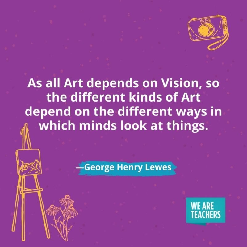 As all Art depends on Vision, so the different kinds of Art depend on the different ways in which minds look at things. —George Henry Lewes As all Art depends on Vision, so the different kinds of Art depend on the different ways in which minds look at things. —George Henry Lewes