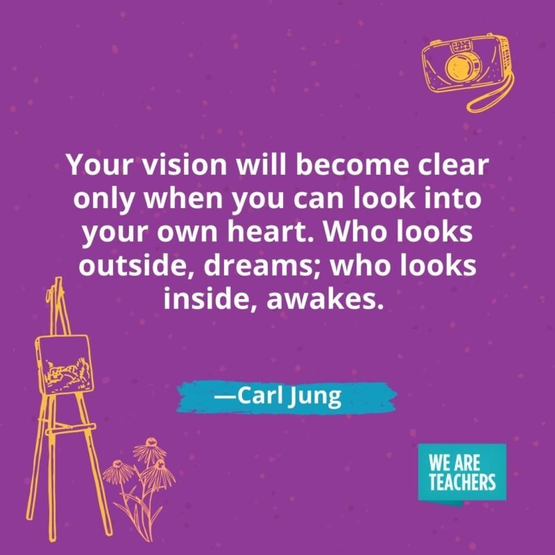 Your vision will become clear only when you can look into your own heart. Who looks outside, dreams; who looks inside, awakes. —Carl Jung Your vision will become clear only when you can look into your own heart. Who looks outside, dreams; who looks inside, awakes. —Carl Jung