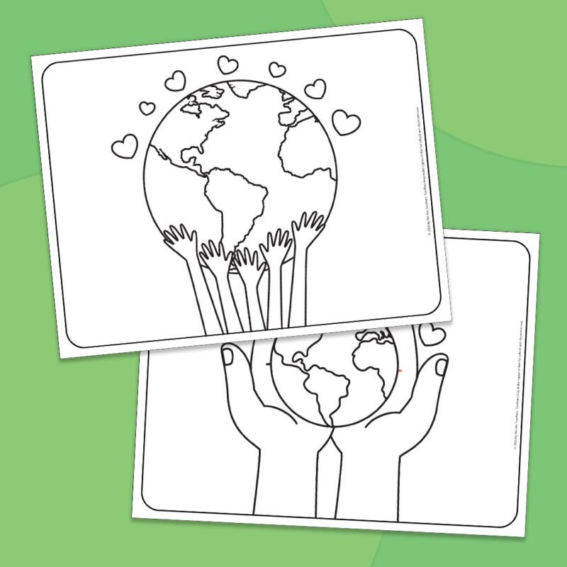 Earth Coloring Pages 3 (hands holding globe coloring page)