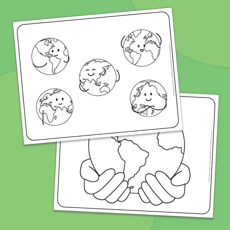 Earth Coloring Pages 4 hands holding globe coloring page