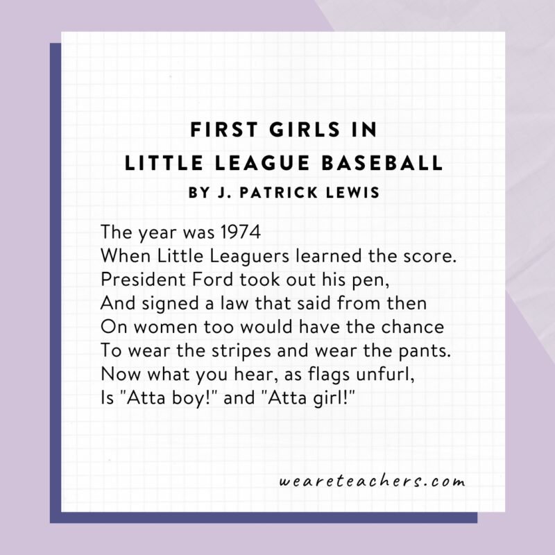 First Girls in Little League Baseball by J. Patrick Lewis.