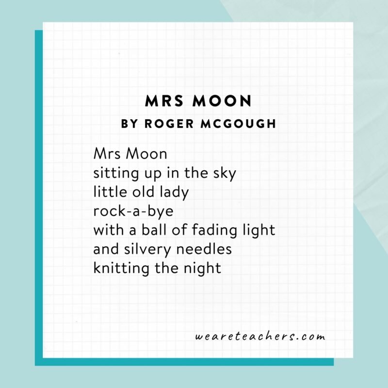 Mrs Moon by Robert McGough. example of poems for elementary school 
