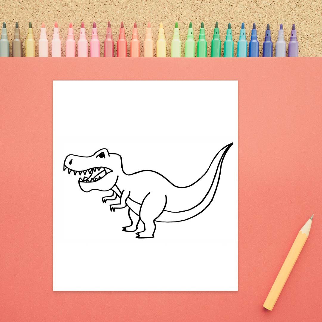 The outline of a tyrannosaurus rex is shown.
