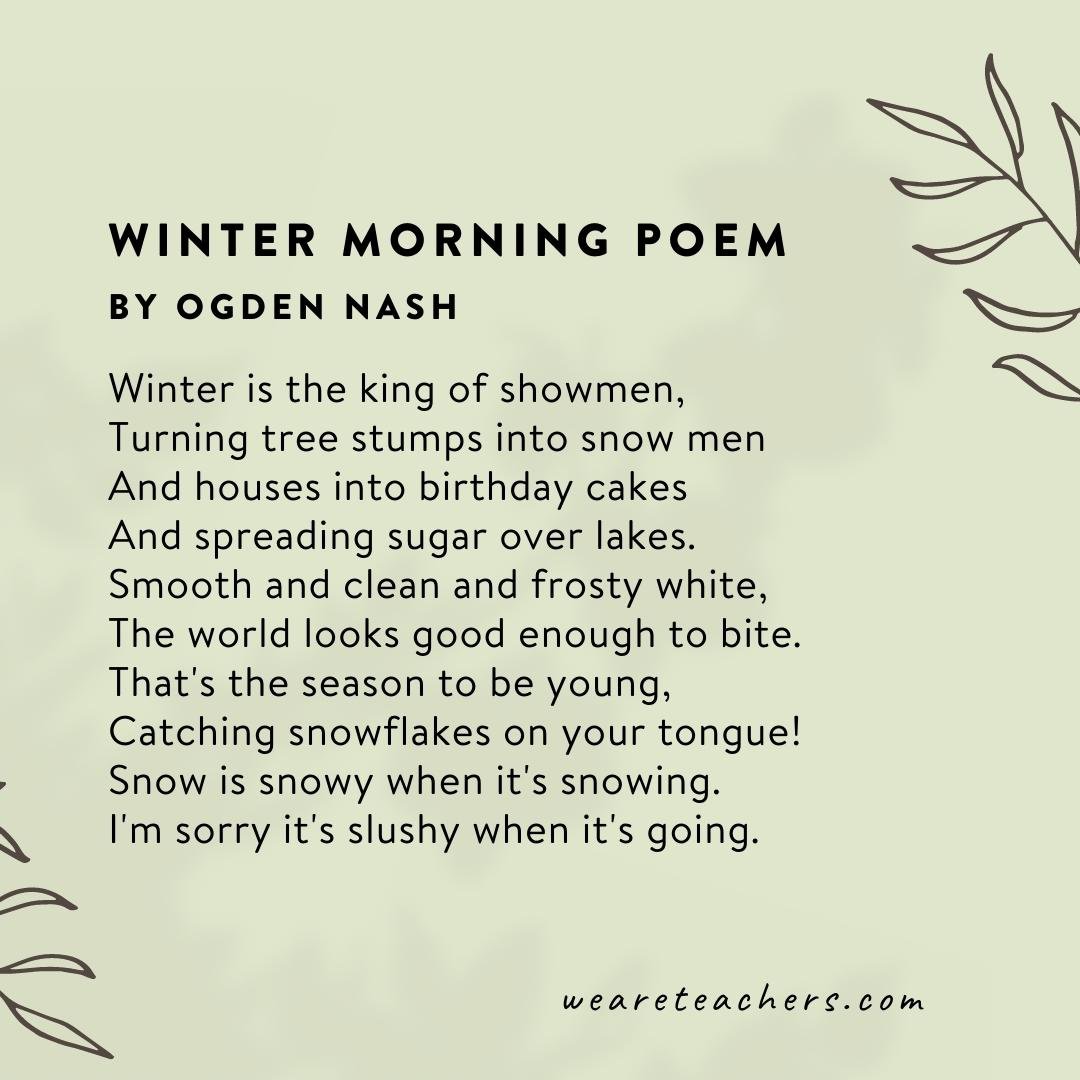 Winter Morning Poem by Ogden Nash -  poems about nature