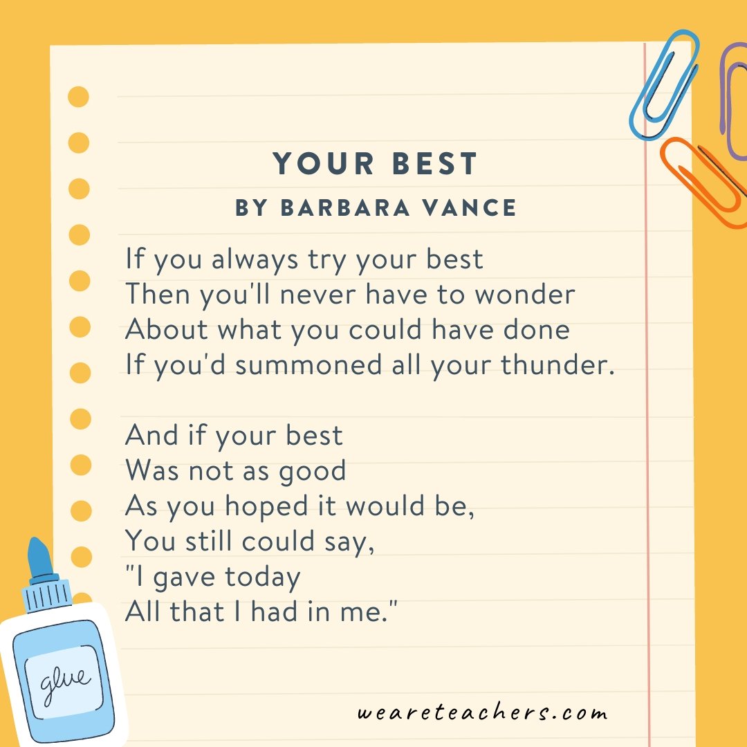 Your Best by Barbara Vance an example of poems for second graders 