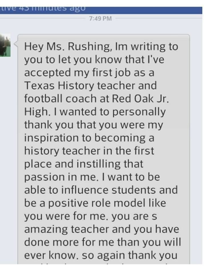 You were my inspiration to becoming a history thank you note to teacher