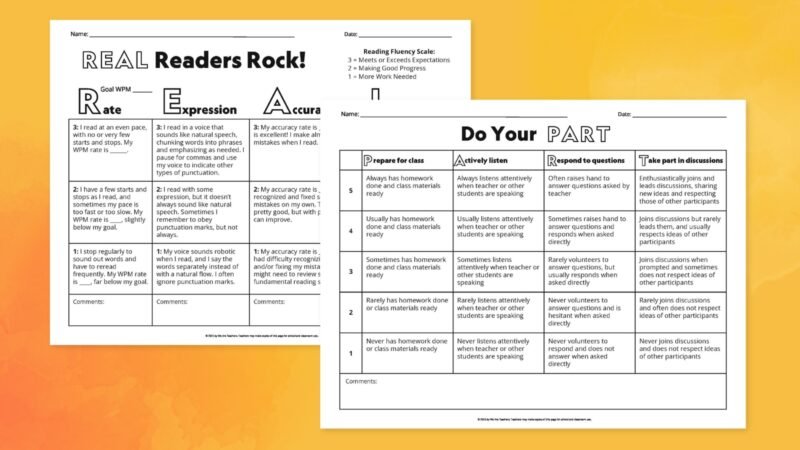 REAL Readers Rock Rubric and Do Your PART rubric