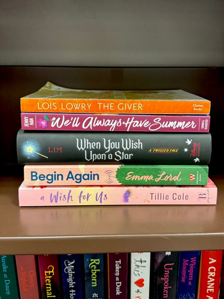 Books lined up so the titles on their spines form a poem (Poetry Games and Activities)