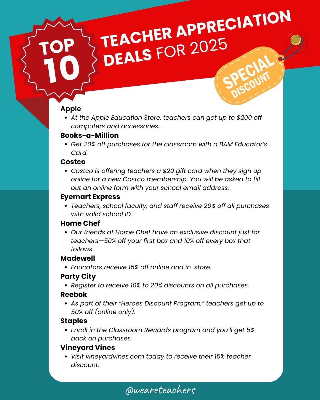 We Are Teachers rounds up the best teacher appreciation deals for 2025. Bookmark and check back; we'll keep updating as new deals pop up!