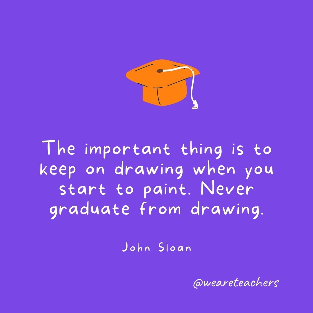 Graduation Quotes: The important thing is to keep on drawing when you start to paint. Never graduate from drawing. —John Sloan