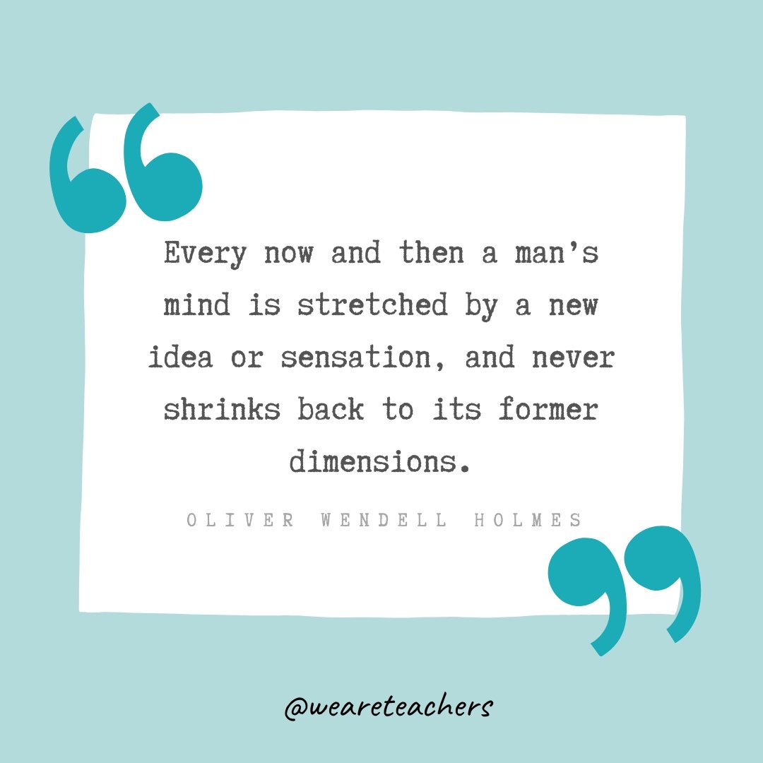 Every now and then a man’s mind is stretched by a new idea or sensation, and never shrinks back to its former dimensions. —Oliver Wendell Holmes