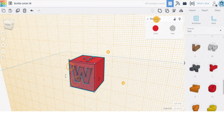 Braille model in simulation as an example of 3D printing ideas