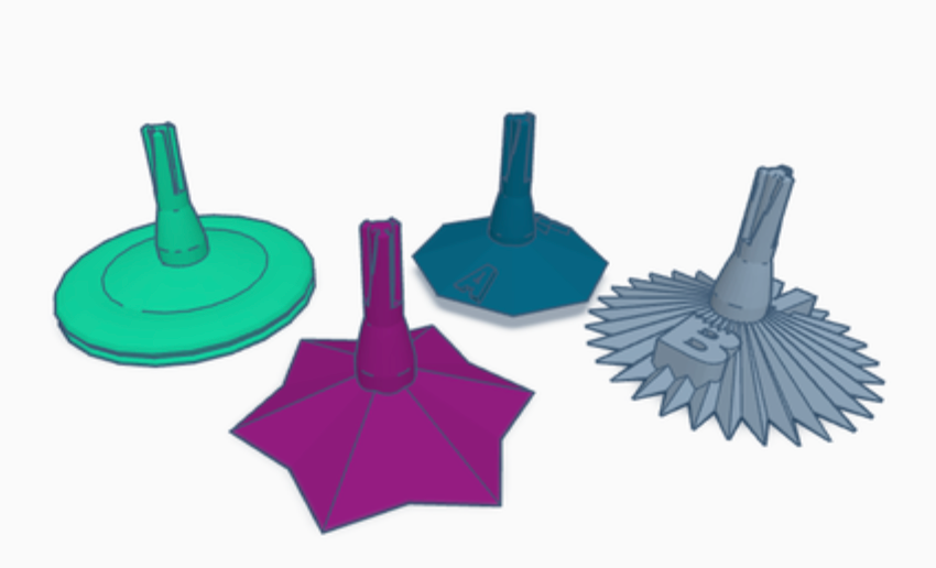 Spinning top designs as an example of 3D printing ideas