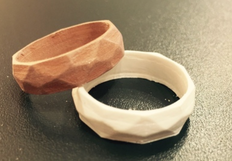3d printed white and brown rings