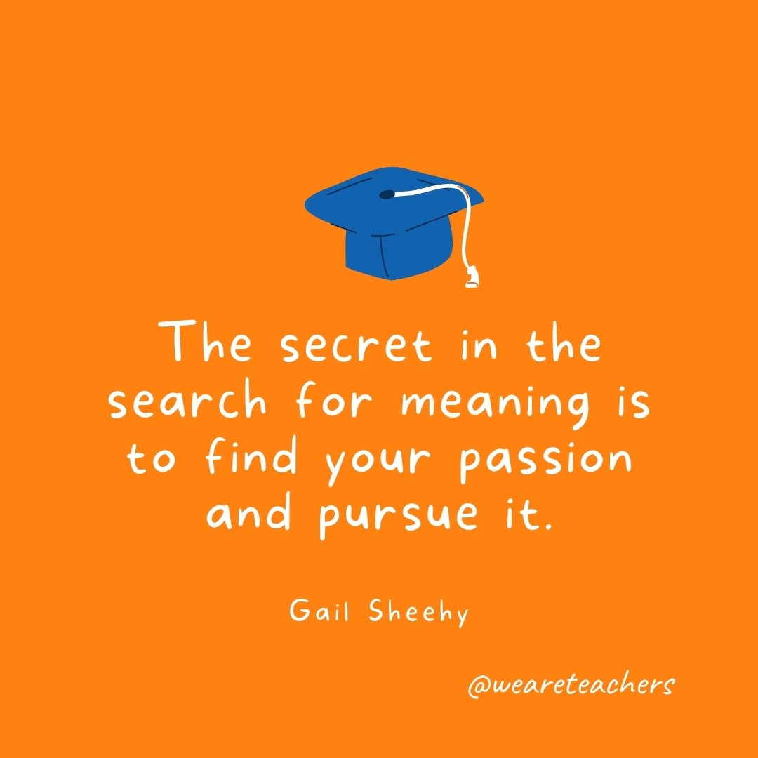 The secret in the search for meaning is to find your passion and pursue it. —Gail Sheehy