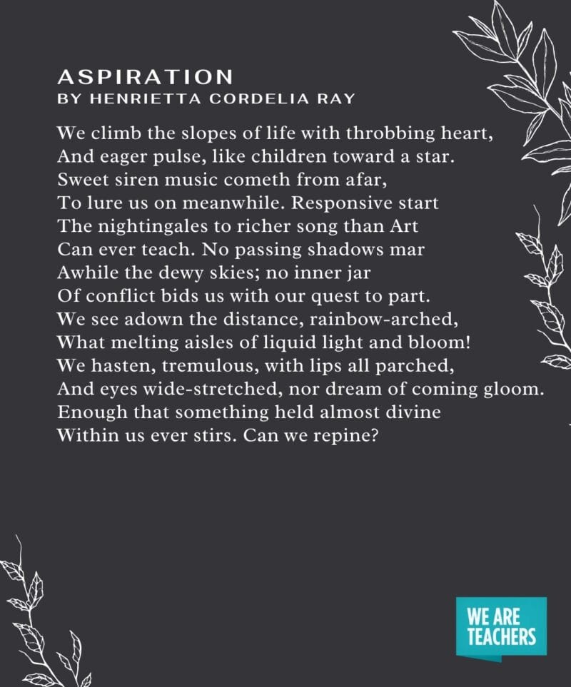 Graduation Poems - Aspiration by Henrietta Cordelia Ray