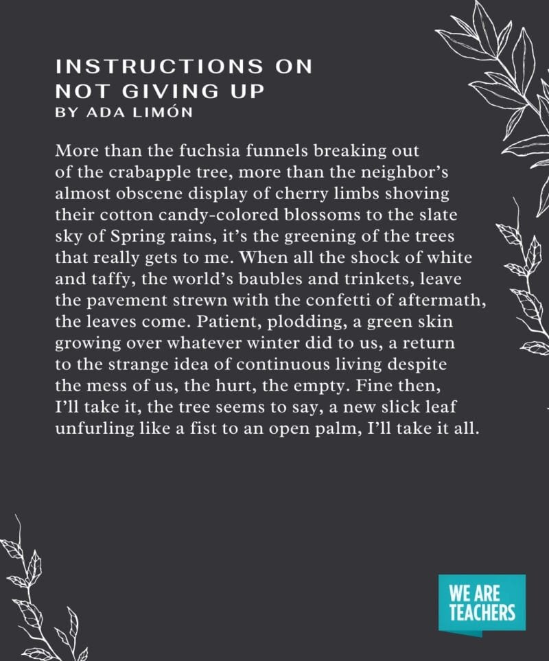 Graduation Poems - Instructions on Not Giving Up by Ada Limón