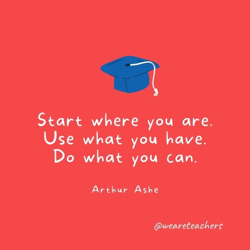 Start where you are. Use what you have. Do what you can. —Arthur Ashe