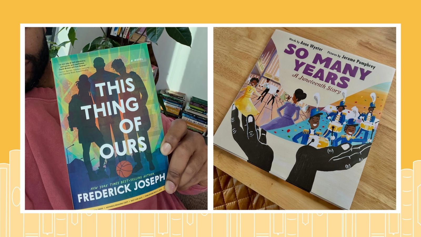 Collage of May 2025 new books, including This Thing of Ours and So Many Years