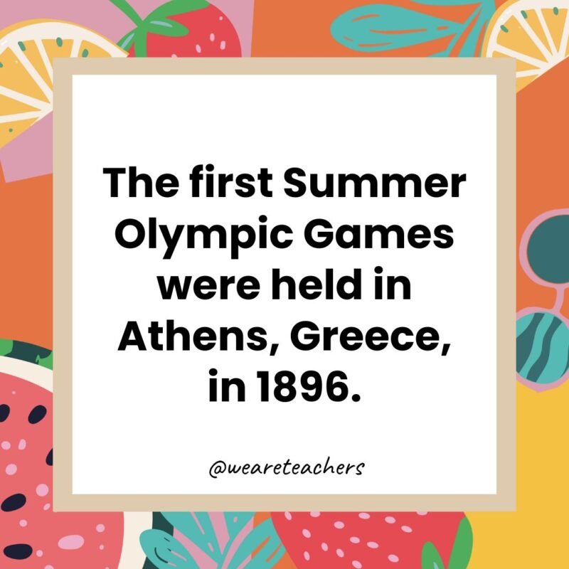 The first Summer Olympic Games were held in Athens, Greece, in 1896.