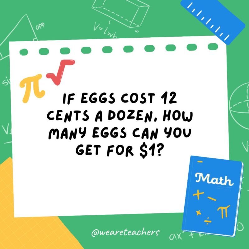 31. If eggs cost 12 cents a dozen, how many eggs can you get for $1?