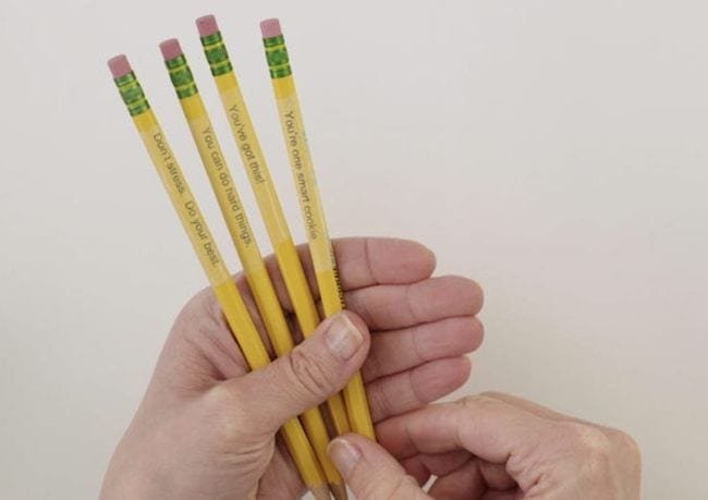 Yellow pencils with personalized DIY labels