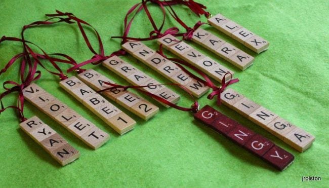 Pendant name necklaces made from Scrabble tiles as an example of inexpensive student gift ideas