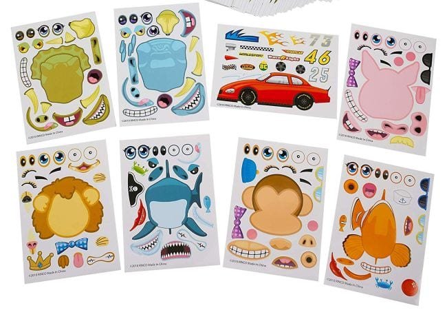 Sticker sets with blank faces and stick on parts like eyes, nose, hair, etc