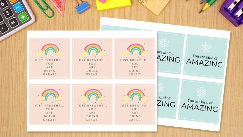 Free Printable Motivational Cards for Students with examples including your doing amazing and great!