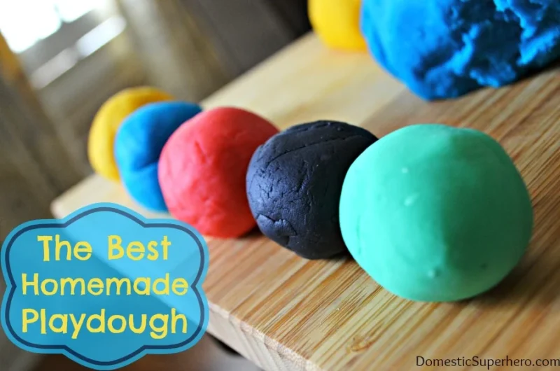 Colorful balls of homemade play dough