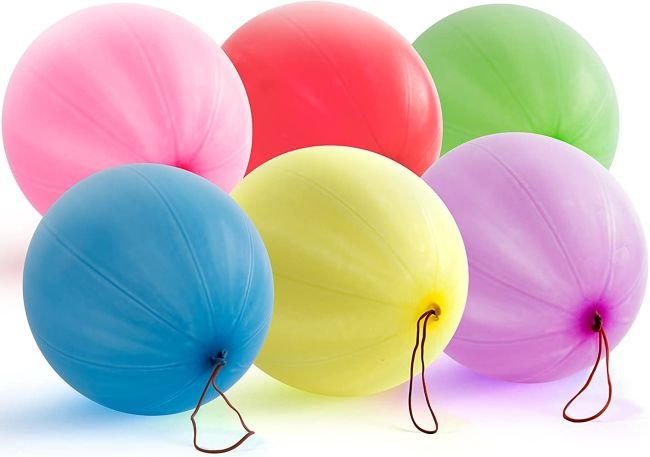 Colorful punch balloons in pink, blue, green, and more as an example of inexpensive gift ideas for students