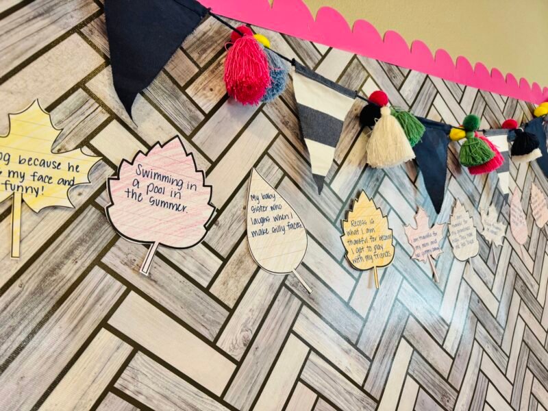 Gratitude Leaf Garland in a classroom