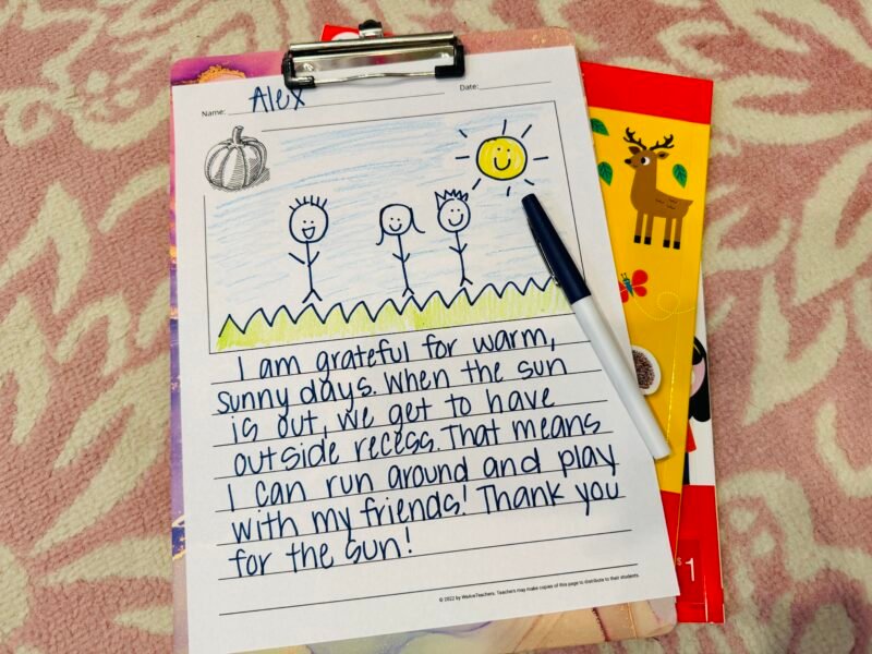 Gratitude writing prompt paper printable