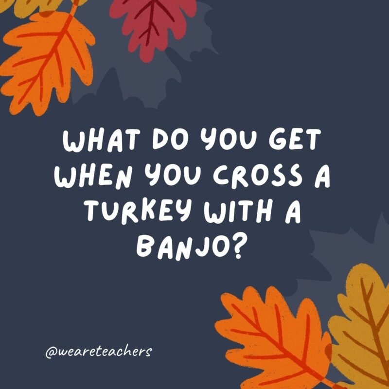 What do you get when you cross a turkey with a banjo? A turkey that can pluck itself. -thanksgiving jokes