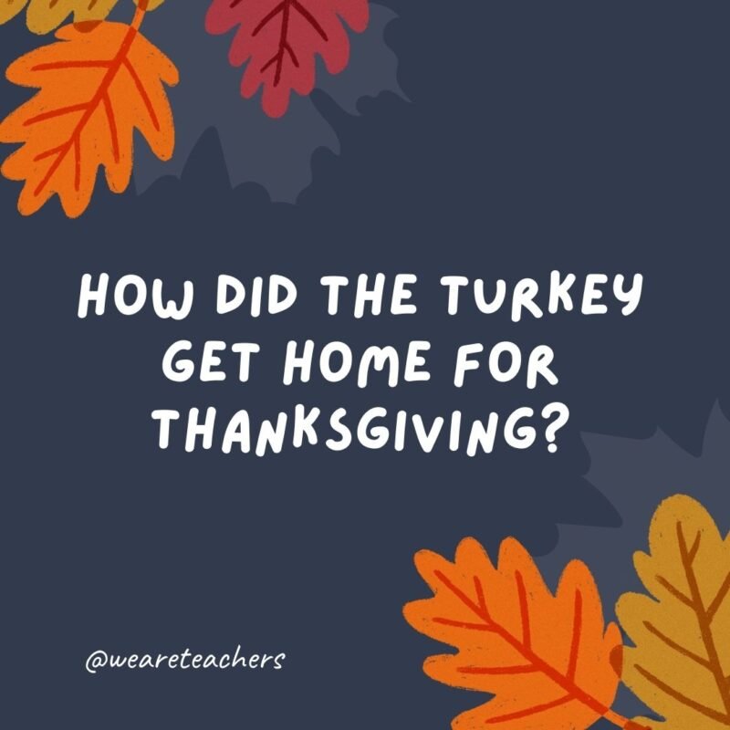 How did the turkey get home for Thanksgiving? It took the gravy train. 