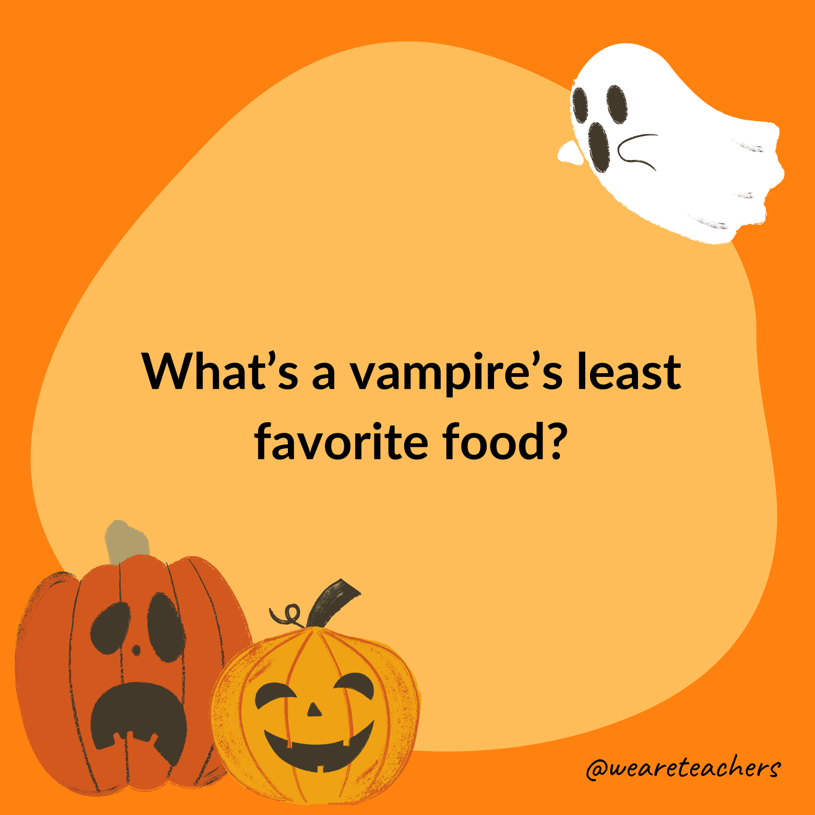 What’s a vampire’s least favorite food? What’s a vampire’s least favorite food?- halloween jokes for kids