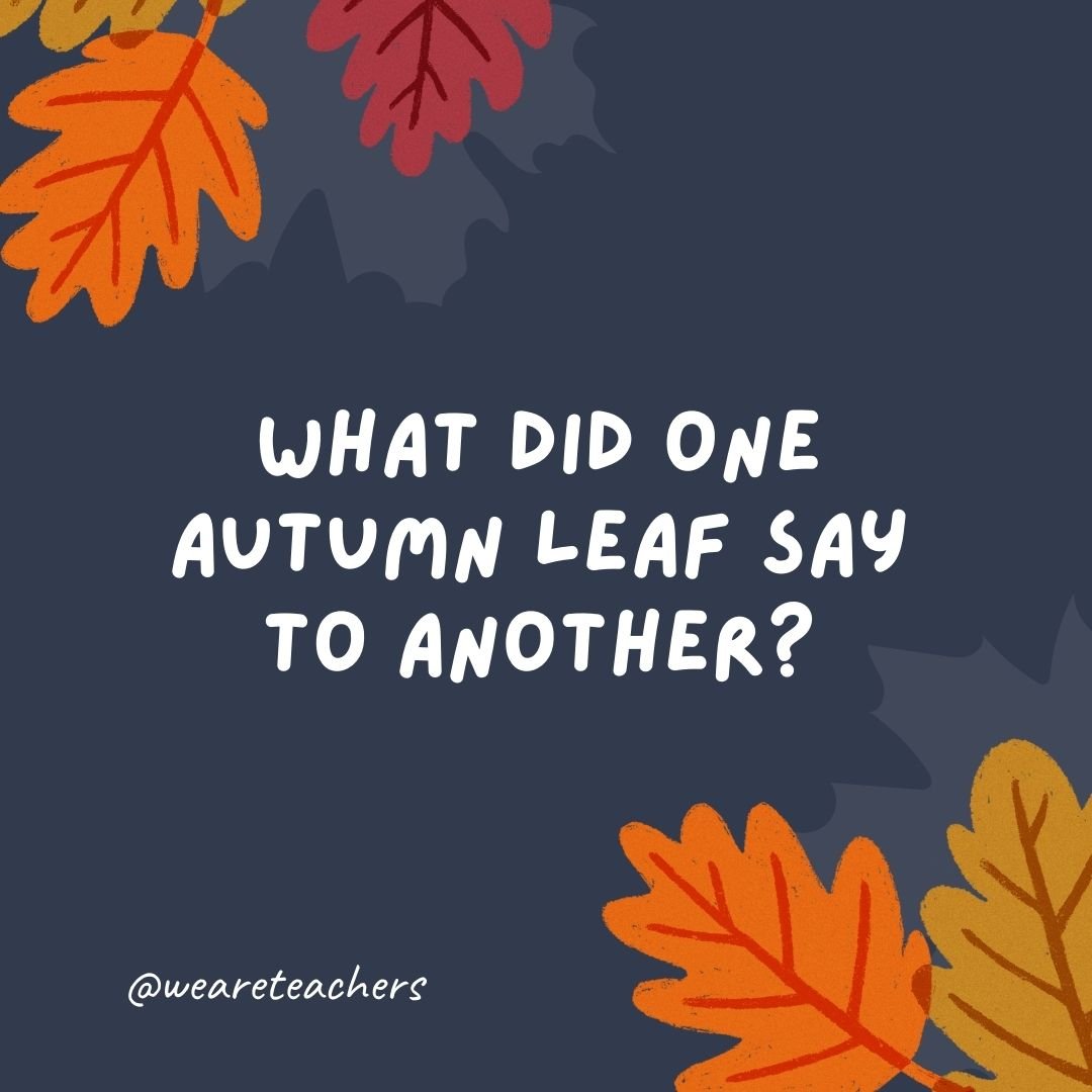 What did one autumn leaf say to another?
