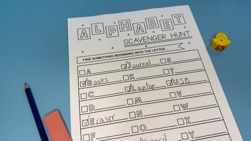 alphabet scavenger hunt sheet of paper