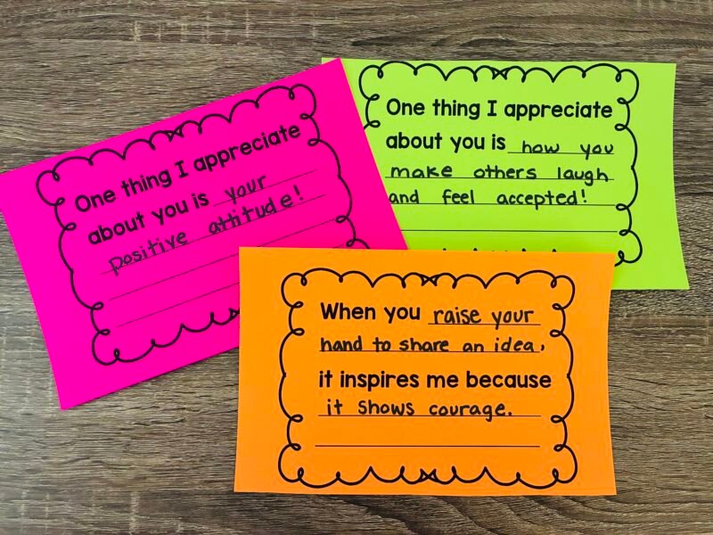 student council ideas - compliment cards on desk